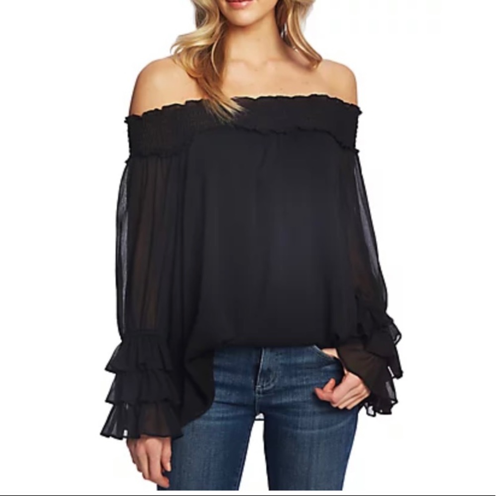 NWT Off the Shoulder Blouse by CeCe in Black